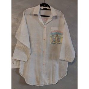 Loungee's Swim Shirts  ,Beach Club Snap-up 3/4 Sleeve ,size M,cotton And Polyest